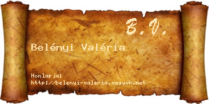 Belényi Valéria névjegykártya